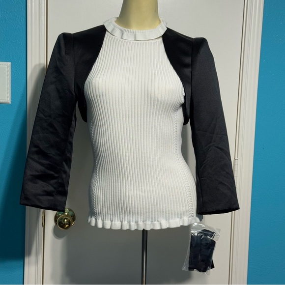 TAHARI Arthur S. Levine Elegant Black Shrug Sateen look in size small NWT - Picture 1 of 12